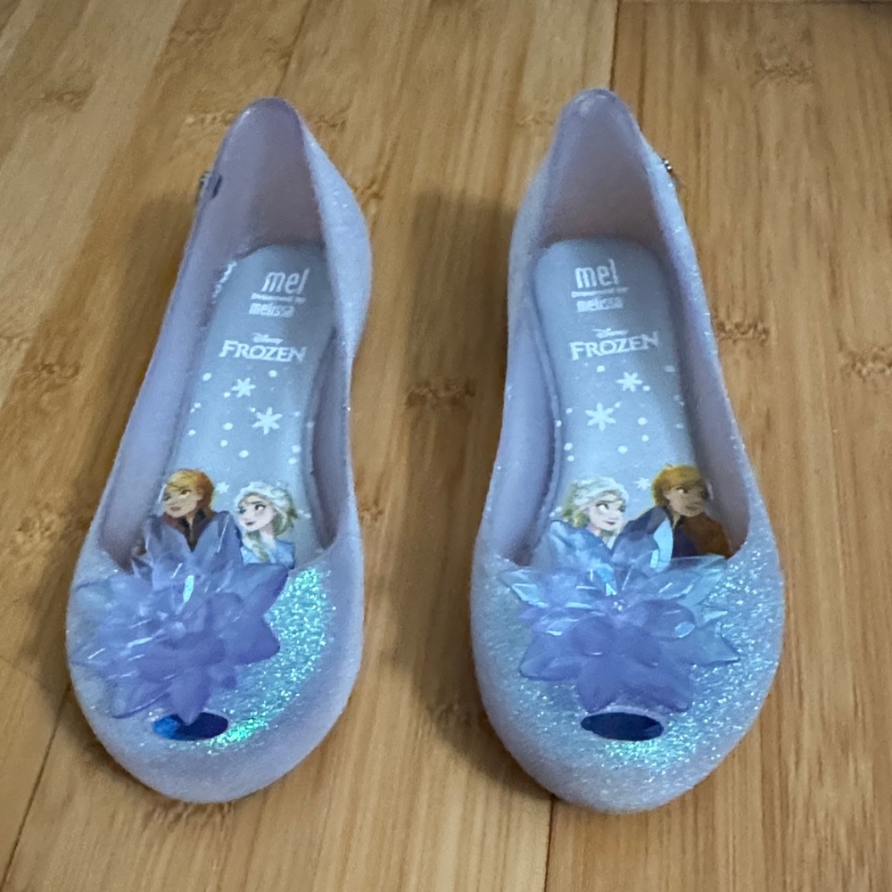 Frozen Glitter Flats with Flower Detail